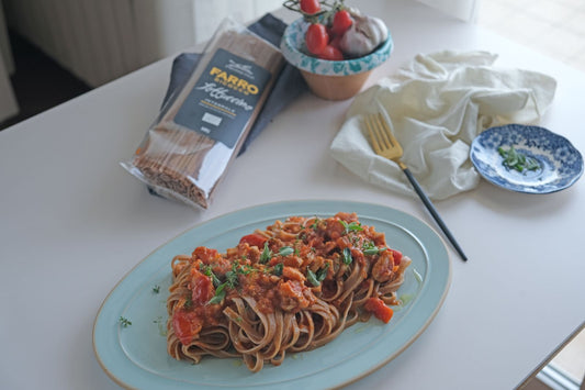 FETTUCCINE DI FARRO AL SUGO DI TRIGLIA