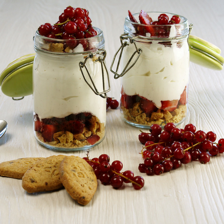 Mousse allo yogurt con biscotti di farro e frutti rossi