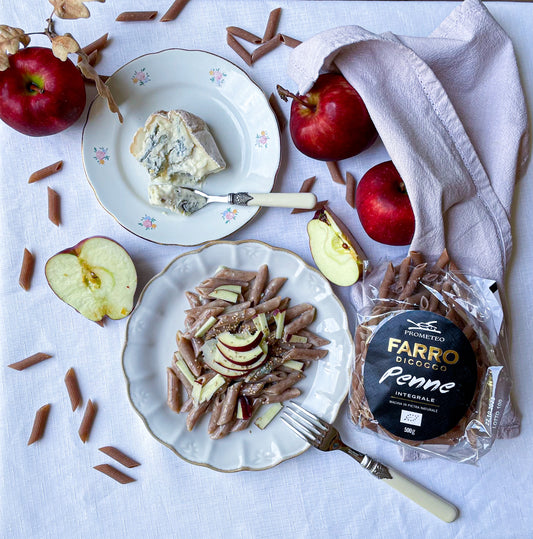 PENNE DI FARRO GORGONZOLA E MELE
