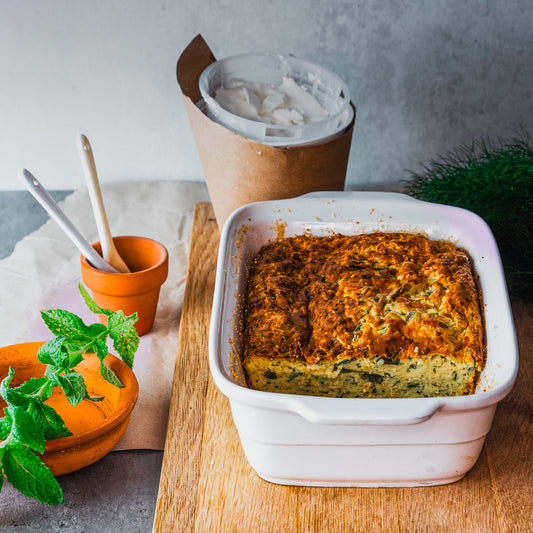 Torta salata alle zucchine e fagiolini con farina di farro