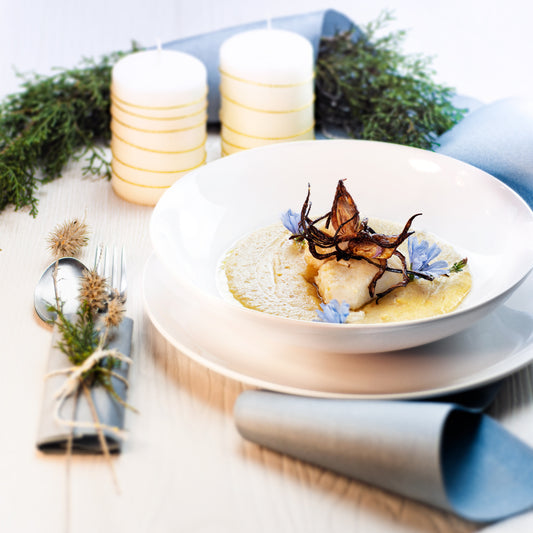 Crema di Farro Perlato e Ceci con Baccalà