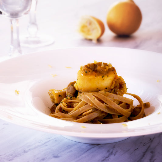 Fettuccine di farro al ragù di ossobuco zafferano e limone