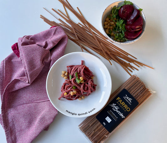 FETTUCCINE DI FARRO CON CREMA DI CECI E RAPE