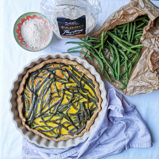 QUICHE DI FARRO INTEGRALE CON UOVA E FAGIOLINI