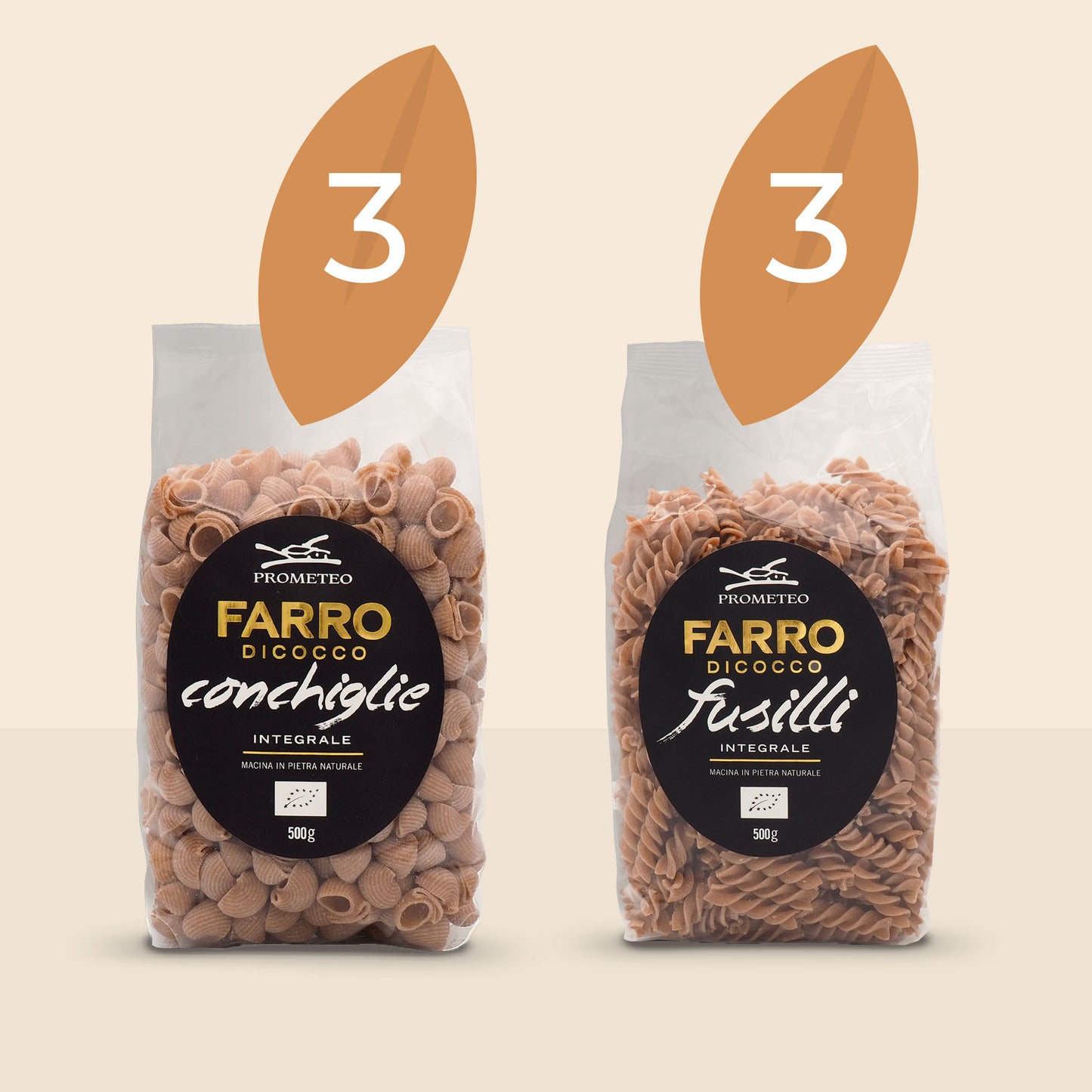 Fusilli e Conchiglie di farro integrale bio