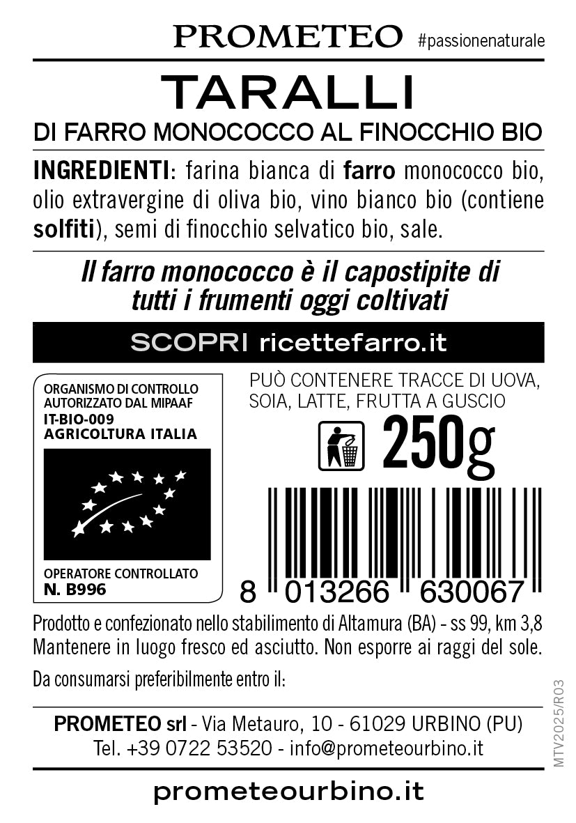 Taralli di farro monococco bio al finocchio