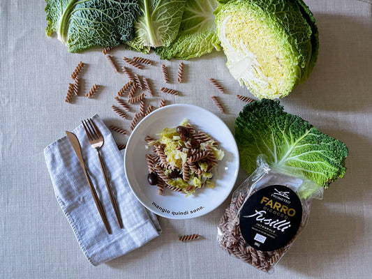 FUSILLI VERZA PARMIGIANO E OLIVE