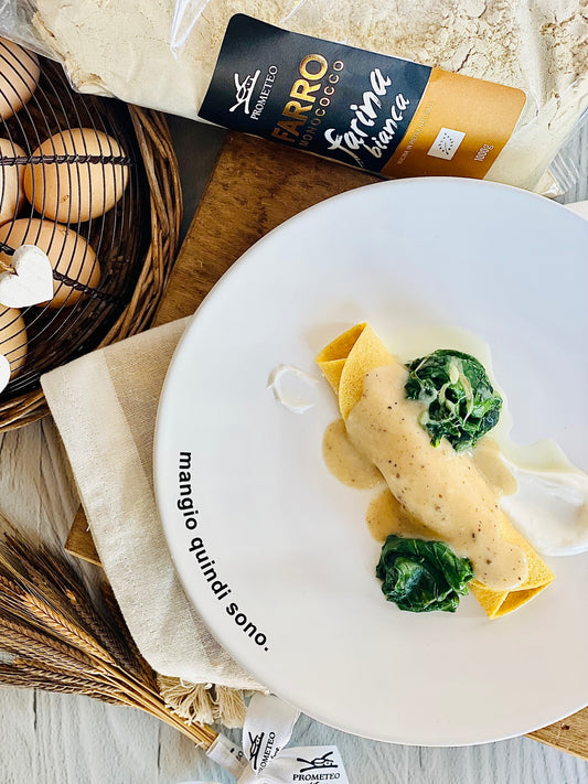 CRESPELLE CON FARINA BIANCA DI FARRO MONOCOCCO AL TARTUFO ESTIVO