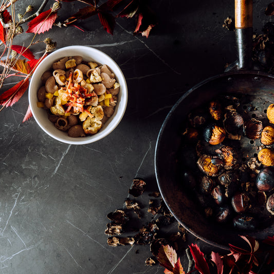 Conchiglie di Farro, zucca speck e castagne