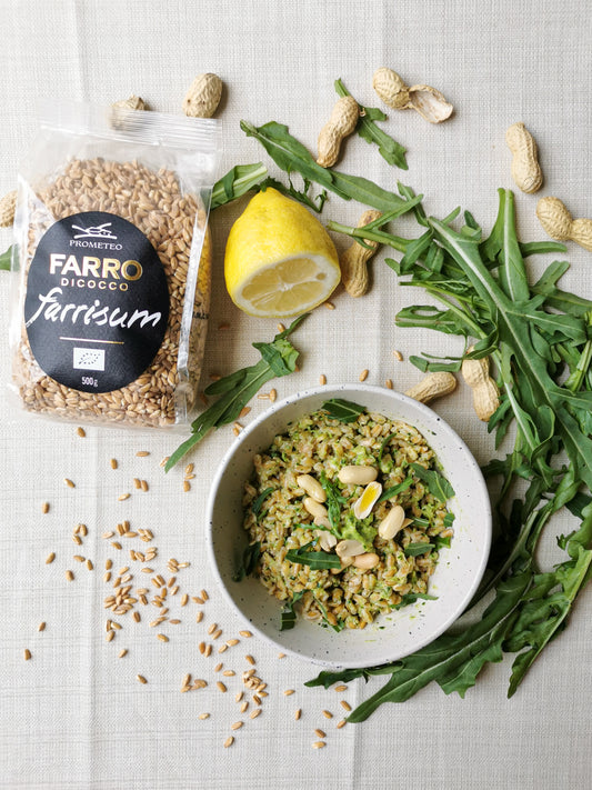 FARRO AL PESTO DI RUCOLA E ANACARDI