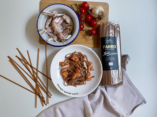 FETTUCCINE INTEGRALI DI FARRO ALLE CANOCCHIE