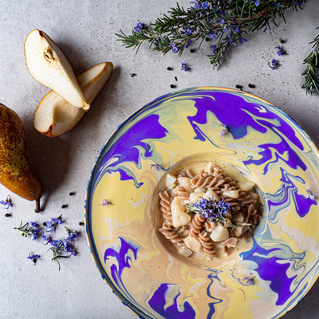 Fusilli integrali di farro taleggio e pere
