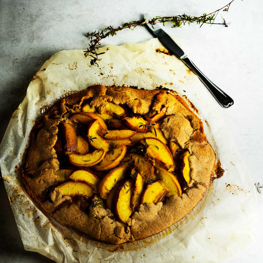 Gallette di farro pesche e timo