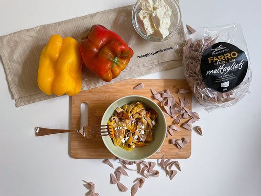 MALTAGLIATI CON CREMA DI PEPERONI E FETA