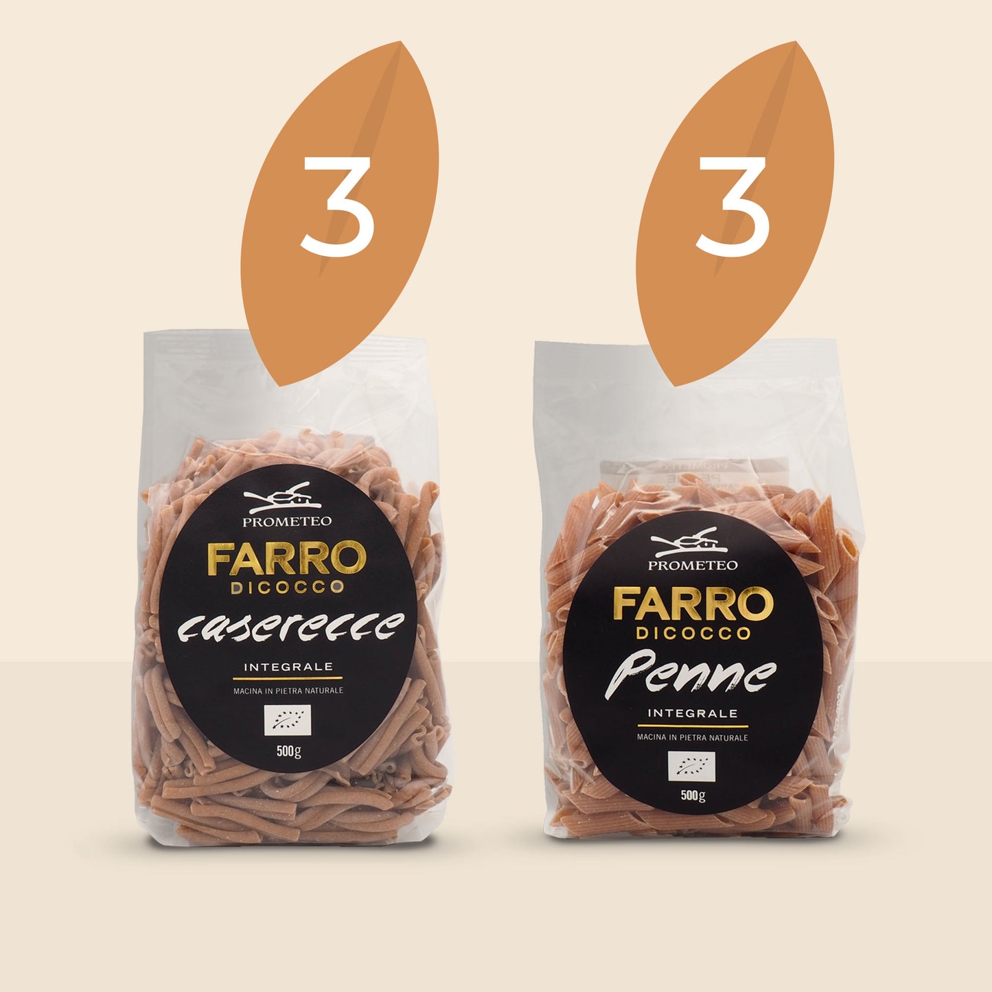 Penne e Caserecce di farro integrale bio