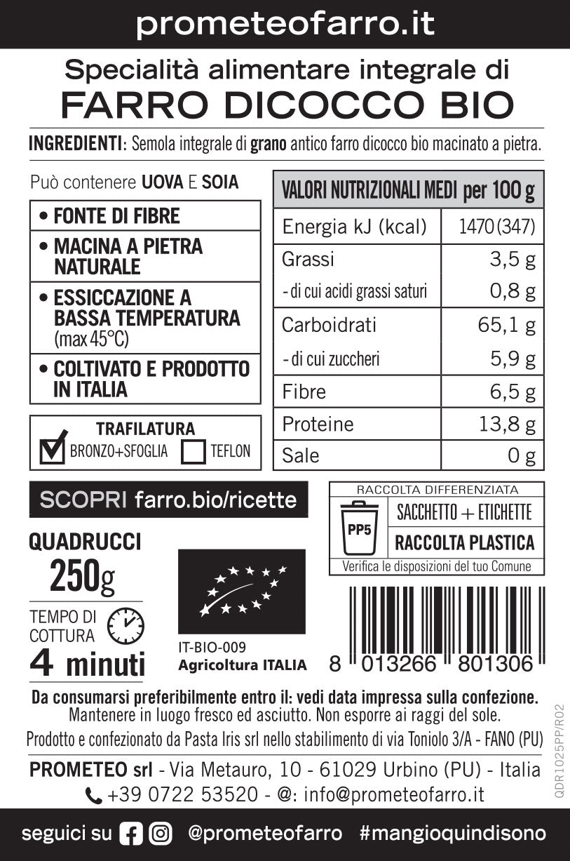 Quadrucci di farro dicocco integrale bio