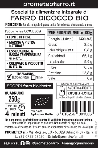 Quadrucci di farro dicocco integrale bio