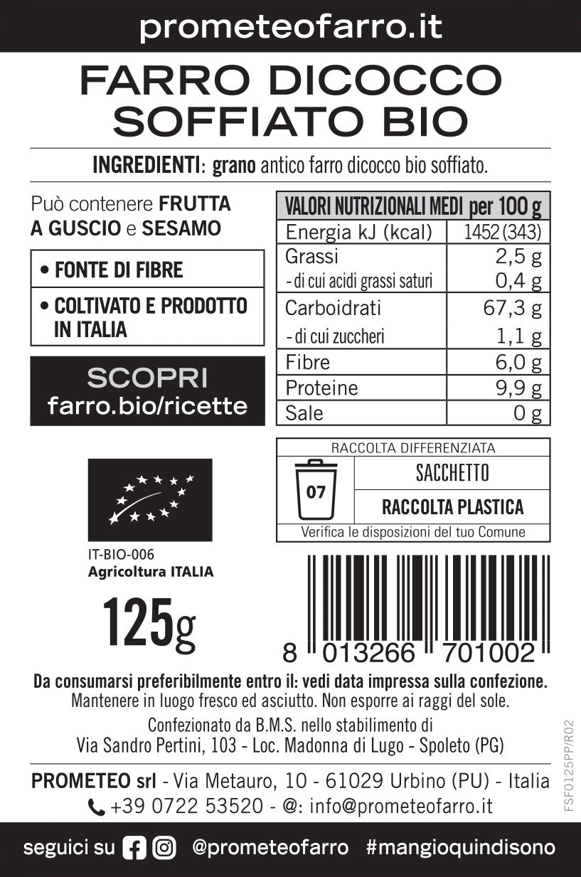 Farro dicocco soffiato bio